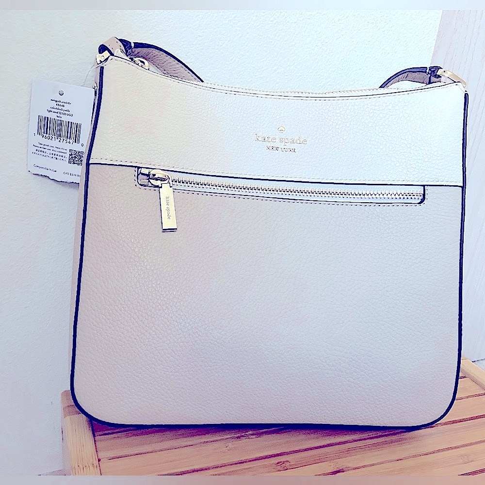 Kate Spade Leila Swingpack Crossbody Light Sand Pebbled Leather Bag- NWT